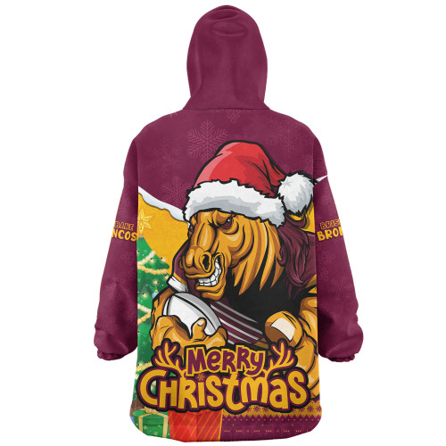 Brisbane Broncos Snug Hoodie Santa Scoring Touchdown On Christmas Game Day