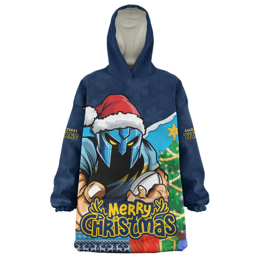 Gold Coast Titans Snug Hoodie Santa Scoring Touchdown On Christmas Game Day