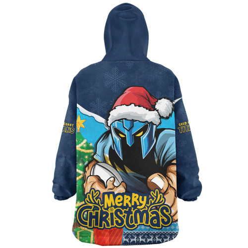 Gold Coast Titans Snug Hoodie Santa Scoring Touchdown On Christmas Game Day