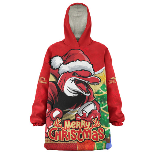 Redcliffe Dolphins Snug Hoodie Santa Scoring Touchdown On Christmas Game Day