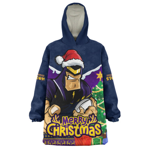 Melbourne Storm Snug Hoodie Santa Scoring Touchdown On Christmas Game Day