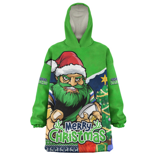 Canberra Raiders Snug Hoodie Santa Scoring Touchdown On Christmas Game Day