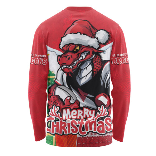 St. George Illawarra Dragons Long Sleeve T-shirt Santa Scoring Touchdown On Christmas Game Day St. George Illawarra Dragons Long Sleeve T-shirt Santa Scoring Touchdown On Christmas Game Day