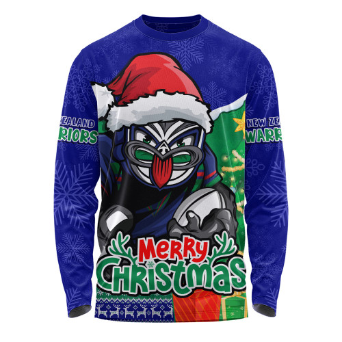 New Zealand Warriors Long Sleeve T-shirt Santa Scoring Touchdown On Christmas Game Day New Zealand Warriors Long Sleeve T-shirt Santa Scoring Touchdown On Christmas Game Day