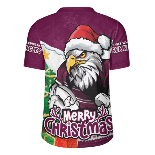 Manly Warringah Sea Eagles Rugby Jersey Santa Scoring Touchdown On Christmas Game Day