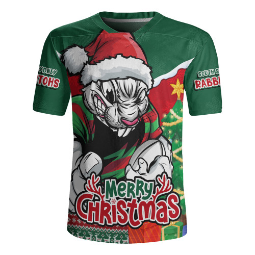 South Sydney Rabbitohs Rugby Jersey Santa Scoring Touchdown On Christmas Game Day