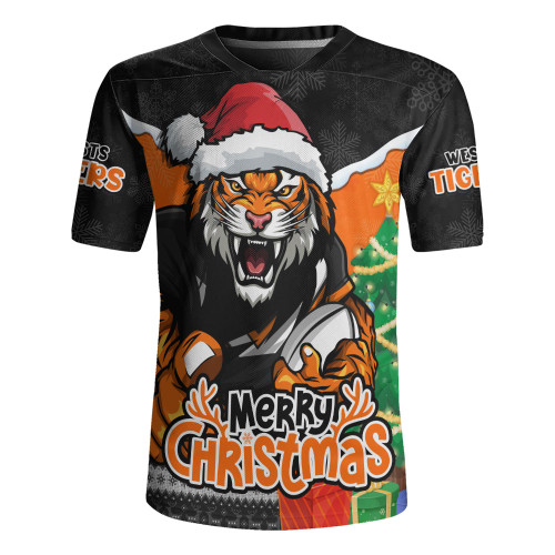 Wests Tigers Rugby Jersey Santa Scoring Touchdown On Christmas Game Day