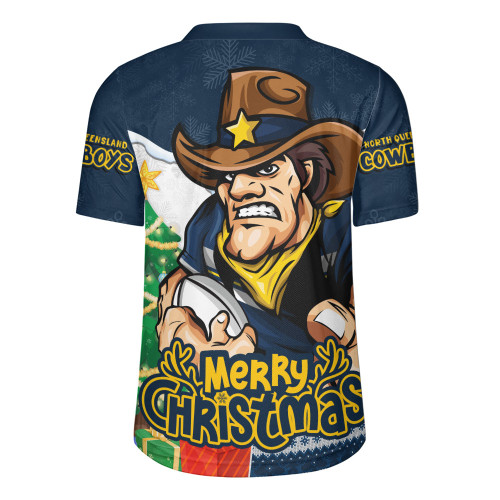 North Queensland Cowboys Rugby Jersey Santa Scoring Touchdown On Christmas Game Day