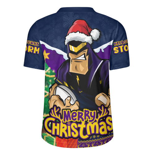Melbourne Storm Rugby Jersey Santa Scoring Touchdown On Christmas Game Day