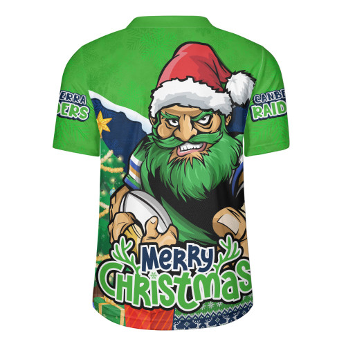 Canberra Raiders Rugby Jersey Santa Scoring Touchdown On Christmas Game Day