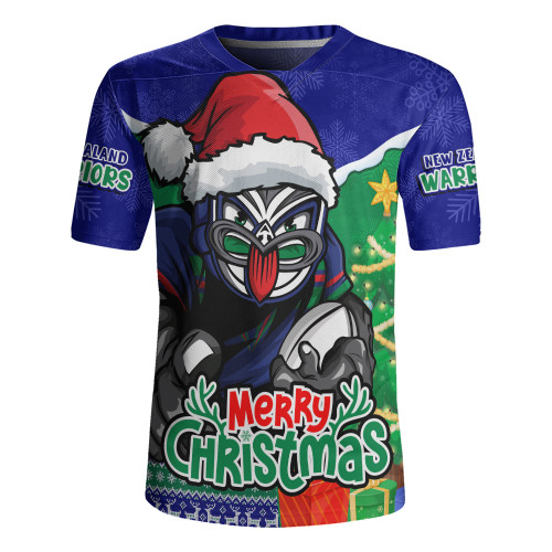 New Zealand Warriors Rugby Jersey Santa Scoring Touchdown On Christmas Game Day