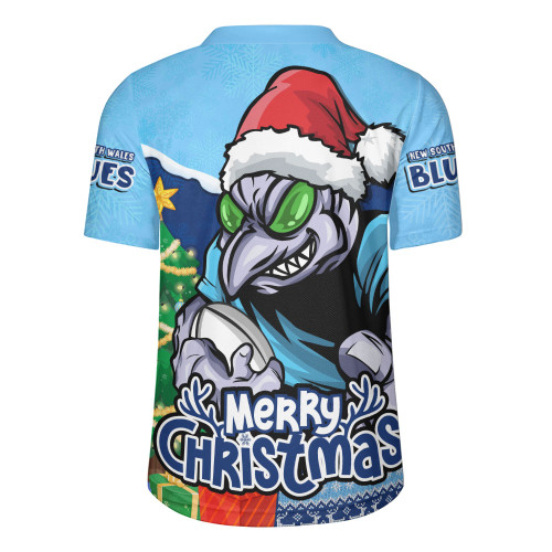 New South Wales Blues Rugby Jersey Santa Scoring Touchdown On Christmas Game Day