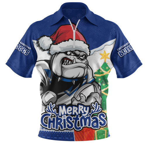 Canterbury-Bankstown Bulldogs Zip Polo Shirt Santa Scoring Touchdown On Christmas Game Day Canterbury-Bankstown Bulldogs Zip Polo Shirt Santa Scoring Touchdown On Christmas Game Day