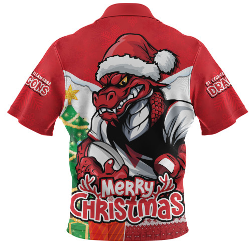 St. George Illawarra Dragons Zip Polo Shirt Santa Scoring Touchdown On Christmas Game Day