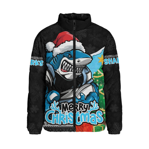 Cronulla-Sutherland Sharks Padded Jacket Santa Scoring Touchdown On Christmas Game Day