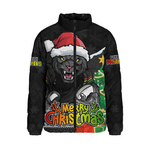 Penrith Panthers Padded Jacket Santa Scoring Touchdown On Christmas Game Day