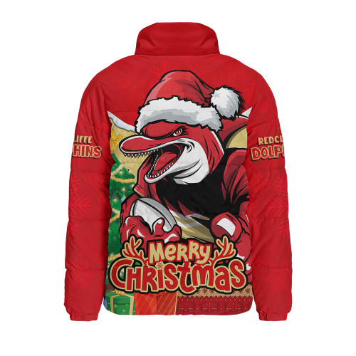 Redcliffe Dolphins Padded Jacket Santa Scoring Touchdown On Christmas Game Day