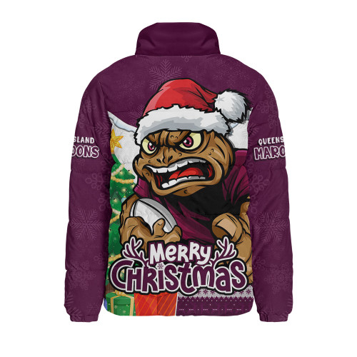 Queensland Maroons Padded Jacket Santa Scoring Touchdown On Christmas Game Day Queensland Maroons Padded Jacket Santa Scoring Touchdown On Christmas Game Day