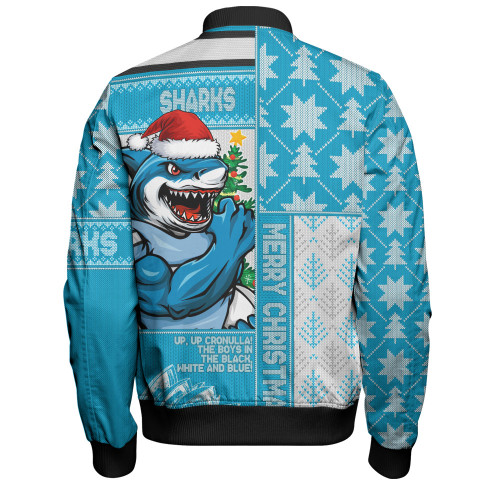 Cronulla-Sutherland Sharks Bomber Jacket Christmas Magic Knit Style Winter Glow