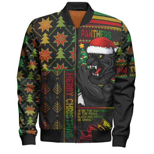 Penrith Panthers Bomber Jacket Christmas Magic Knit Style Winter Glow Penrith Panthers Bomber Jacket Christmas Magic Knit Style Winter Glow