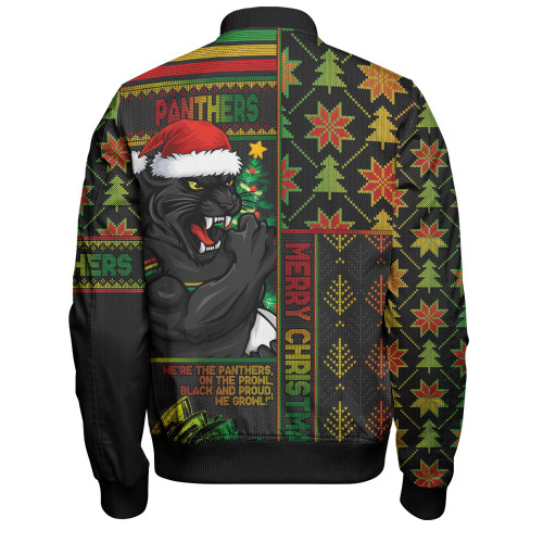 Penrith Panthers Bomber Jacket Christmas Magic Knit Style Winter Glow Penrith Panthers Bomber Jacket Christmas Magic Knit Style Winter Glow