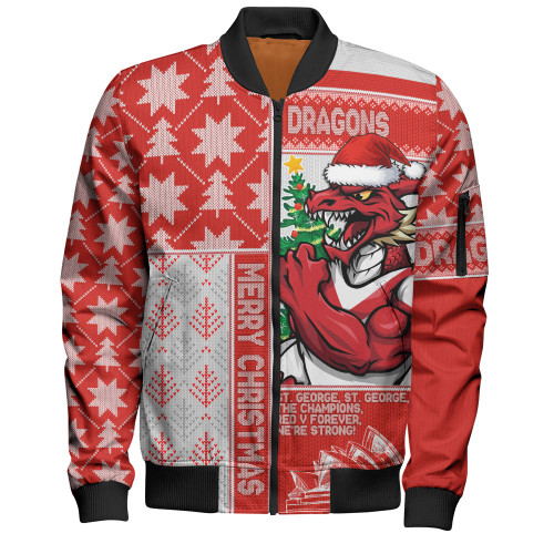St. George Illawarra Dragons Bomber Jacket Christmas Magic Knit Style Winter Glow
