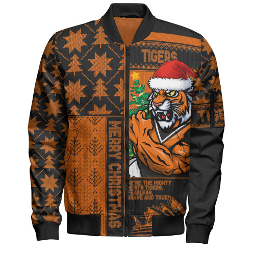 Wests Tigers Bomber Jacket Christmas Magic Knit Style Winter Glow