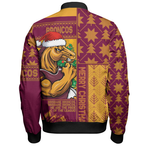 Brisbane Broncos Bomber Jacket Christmas Magic Knit Style Winter Glow Brisbane Broncos Bomber Jacket Christmas Magic Knit Style Winter Glow