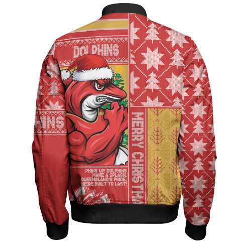 Redcliffe Dolphins Bomber Jacket Christmas Magic Knit Style Winter Glow