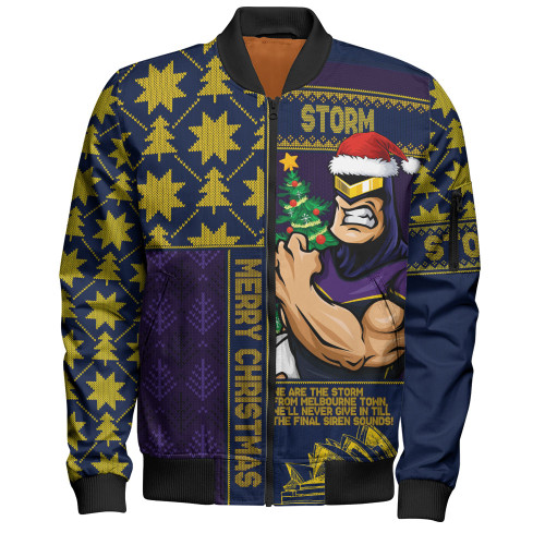 Melbourne Storm Bomber Jacket Christmas Magic Knit Style Winter Glow Melbourne Storm Bomber Jacket Christmas Magic Knit Style Winter Glow