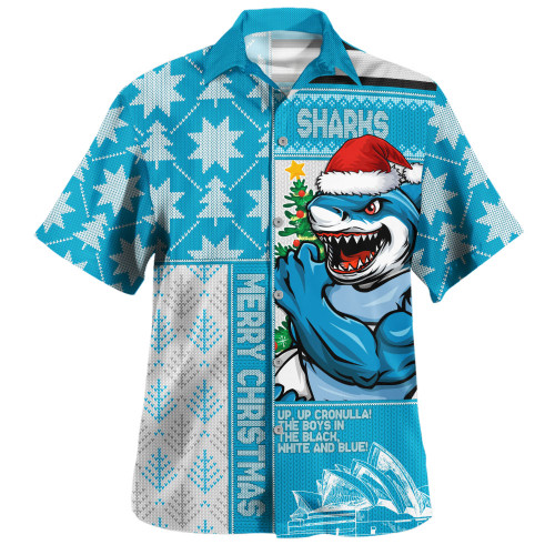 Cronulla-Sutherland Sharks Hawaiian Shirt Christmas Magic Knit Style Winter Glow Cronulla-Sutherland Sharks Hawaiian Shirt Christmas Magic Knit Style Winter Glow
