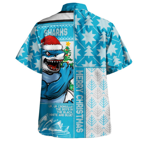 Cronulla-Sutherland Sharks Hawaiian Shirt Christmas Magic Knit Style Winter Glow Cronulla-Sutherland Sharks Hawaiian Shirt Christmas Magic Knit Style Winter Glow
