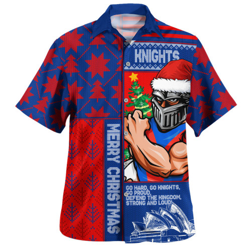 Newcastle Knights Hawaiian Shirt Christmas Magic Knit Style Winter Glow Newcastle Knights Hawaiian Shirt Christmas Magic Knit Style Winter Glow