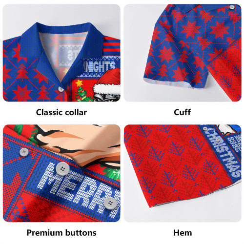 Newcastle Knights Hawaiian Shirt Christmas Magic Knit Style Winter Glow