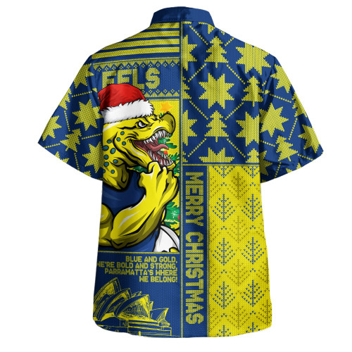 Parramatta Eels Hawaiian Shirt Christmas Magic Knit Style Winter Glow Parramatta Eels Hawaiian Shirt Christmas Magic Knit Style Winter Glow