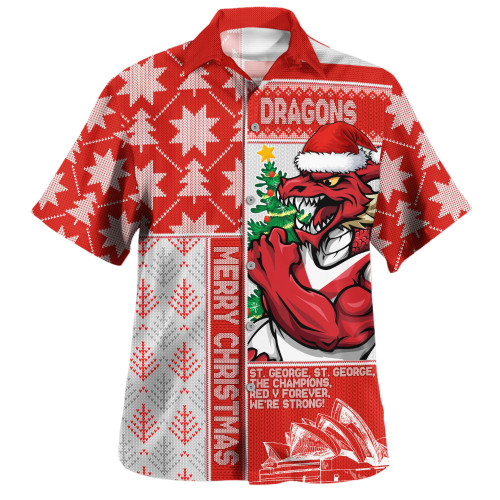 St. George Illawarra Dragons Hawaiian Shirt Christmas Magic Knit Style Winter Glow