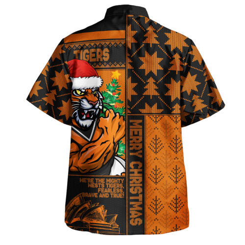 Wests Tigers Hawaiian Shirt Christmas Magic Knit Style Winter Glow Wests Tigers Hawaiian Shirt Christmas Magic Knit Style Winter Glow