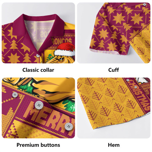 Brisbane Broncos Hawaiian Shirt Christmas Magic Knit Style Winter Glow Brisbane Broncos Hawaiian Shirt Christmas Magic Knit Style Winter Glow
