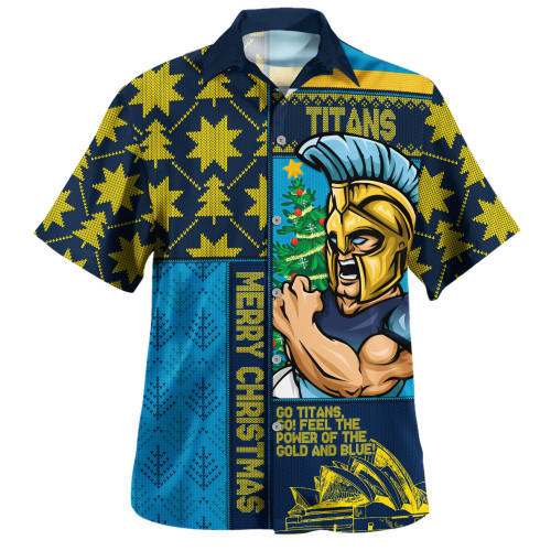 Gold Coast Titans Hawaiian Shirt Christmas Magic Knit Style Winter Glow