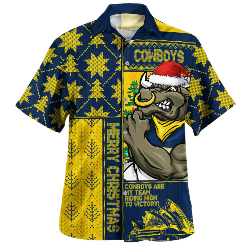 North Queensland Cowboys Hawaiian Shirt Christmas Magic Knit Style Winter Glow North Queensland Cowboys Hawaiian Shirt Christmas Magic Knit Style Winter Glow