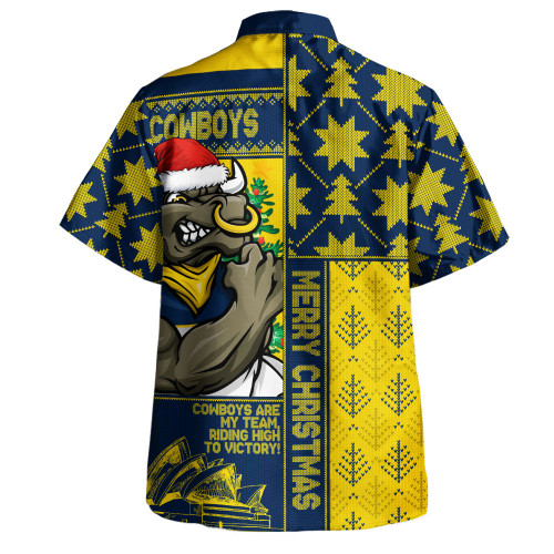 North Queensland Cowboys Hawaiian Shirt Christmas Magic Knit Style Winter Glow