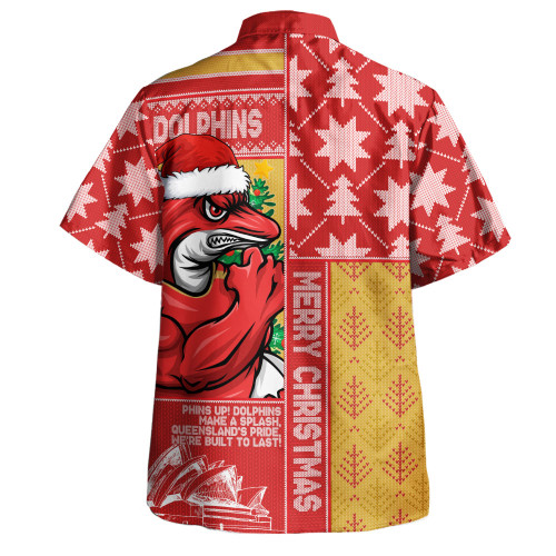 Redcliffe Dolphins Hawaiian Shirt Christmas Magic Knit Style Winter Glow Redcliffe Dolphins Hawaiian Shirt Christmas Magic Knit Style Winter Glow