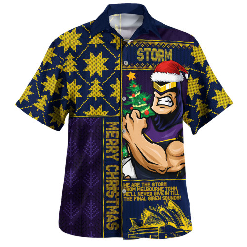 Melbourne Storm Hawaiian Shirt Christmas Magic Knit Style Winter Glow