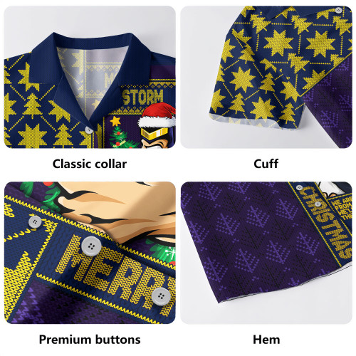 Melbourne Storm Hawaiian Shirt Christmas Magic Knit Style Winter Glow