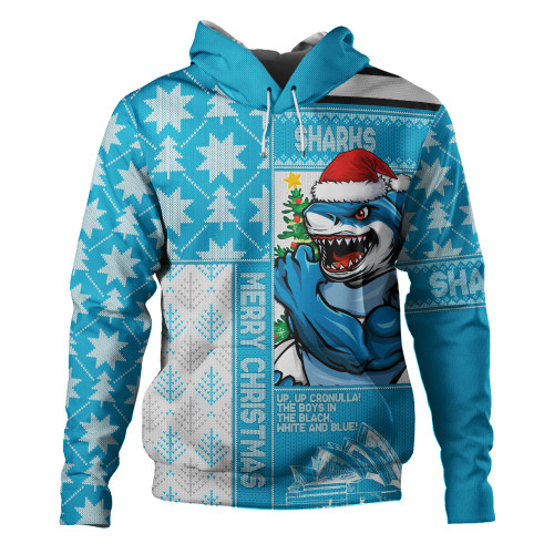 Cronulla-Sutherland Sharks Hoodie Christmas Magic Knit Style Winter Glow Cronulla-Sutherland Sharks Hoodie Christmas Magic Knit Style Winter Glow