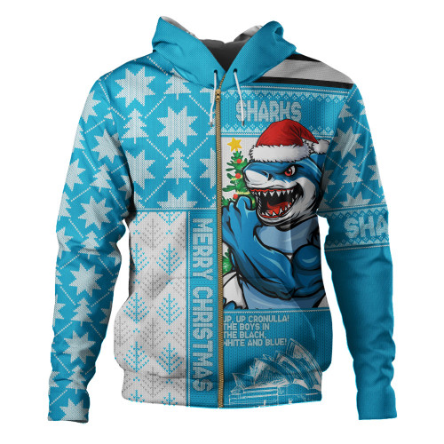 Cronulla-Sutherland Sharks Hoodie Christmas Magic Knit Style Winter Glow Cronulla-Sutherland Sharks Hoodie Christmas Magic Knit Style Winter Glow