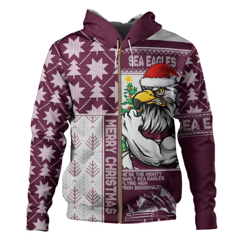 Manly Warringah Sea Eagles Hoodie Christmas Magic Knit Style Winter Glow Manly Warringah Sea Eagles Hoodie Christmas Magic Knit Style Winter Glow
