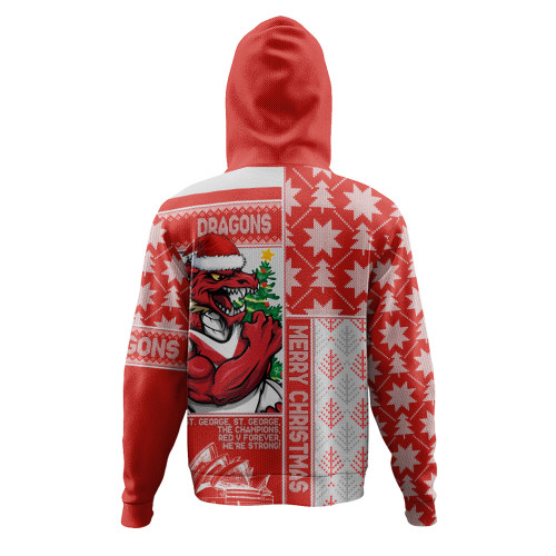 St. George Illawarra Dragons Hoodie Christmas Magic Knit Style Winter Glow