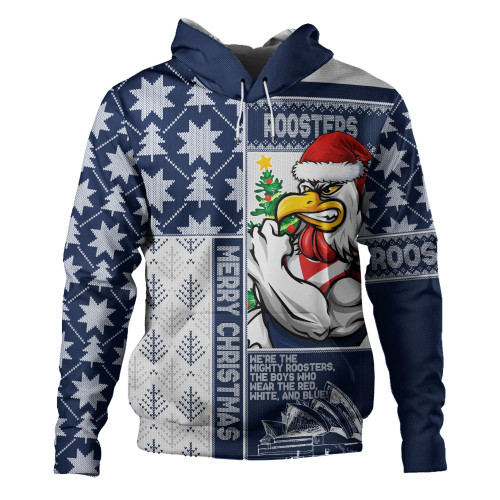 Sydney Roosters Hoodie Christmas Magic Knit Style Winter Glow Sydney Roosters Hoodie Christmas Magic Knit Style Winter Glow