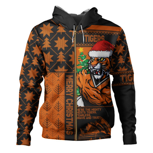 Wests Tigers Hoodie Christmas Magic Knit Style Winter Glow Wests Tigers Hoodie Christmas Magic Knit Style Winter Glow